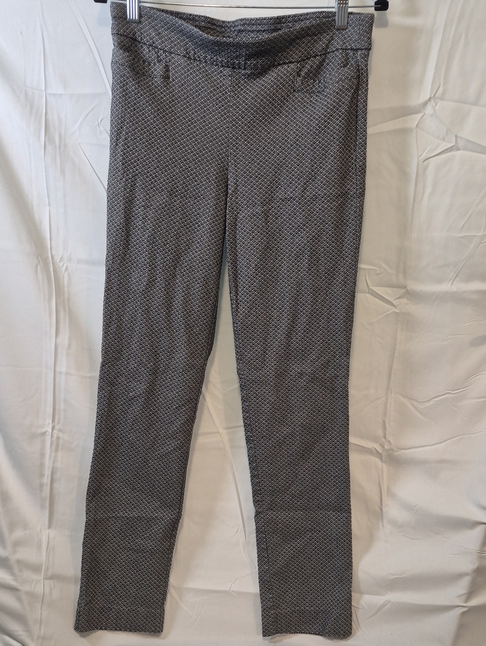 Kim Rogers Black & Gray Geometric Micro-Print Millennium Stretch Ankle Pants